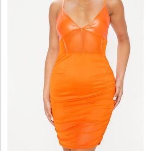 Orange ruched dress